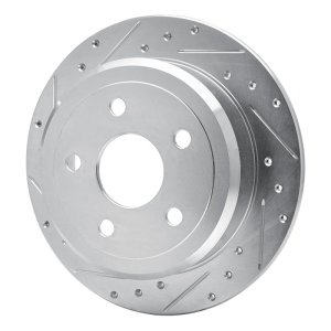 Jeep Wrangler Brake Rotor (1) - Rear Left - R1 Concepts - Drilled & Slotted - Silver - `07-`18